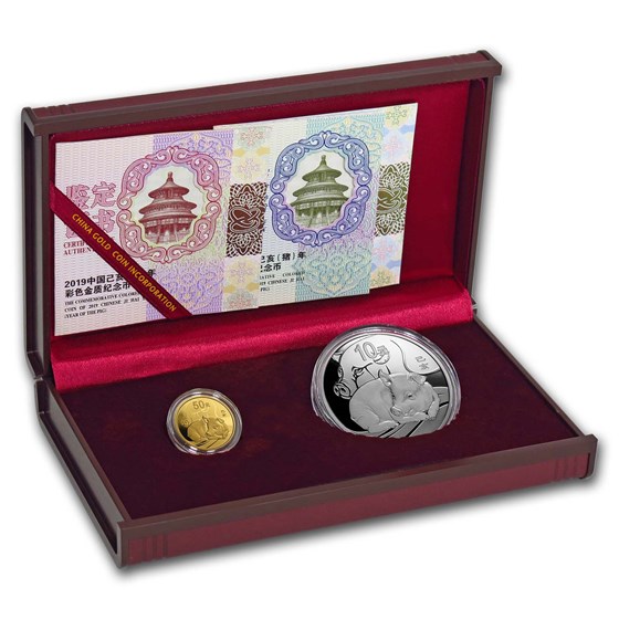 2019 China 2-Coin Year of the Pig Proof Set (w/Box & COA) 2019 China 2-Coin Year of the Pig Proof Set (w/Box & COA)